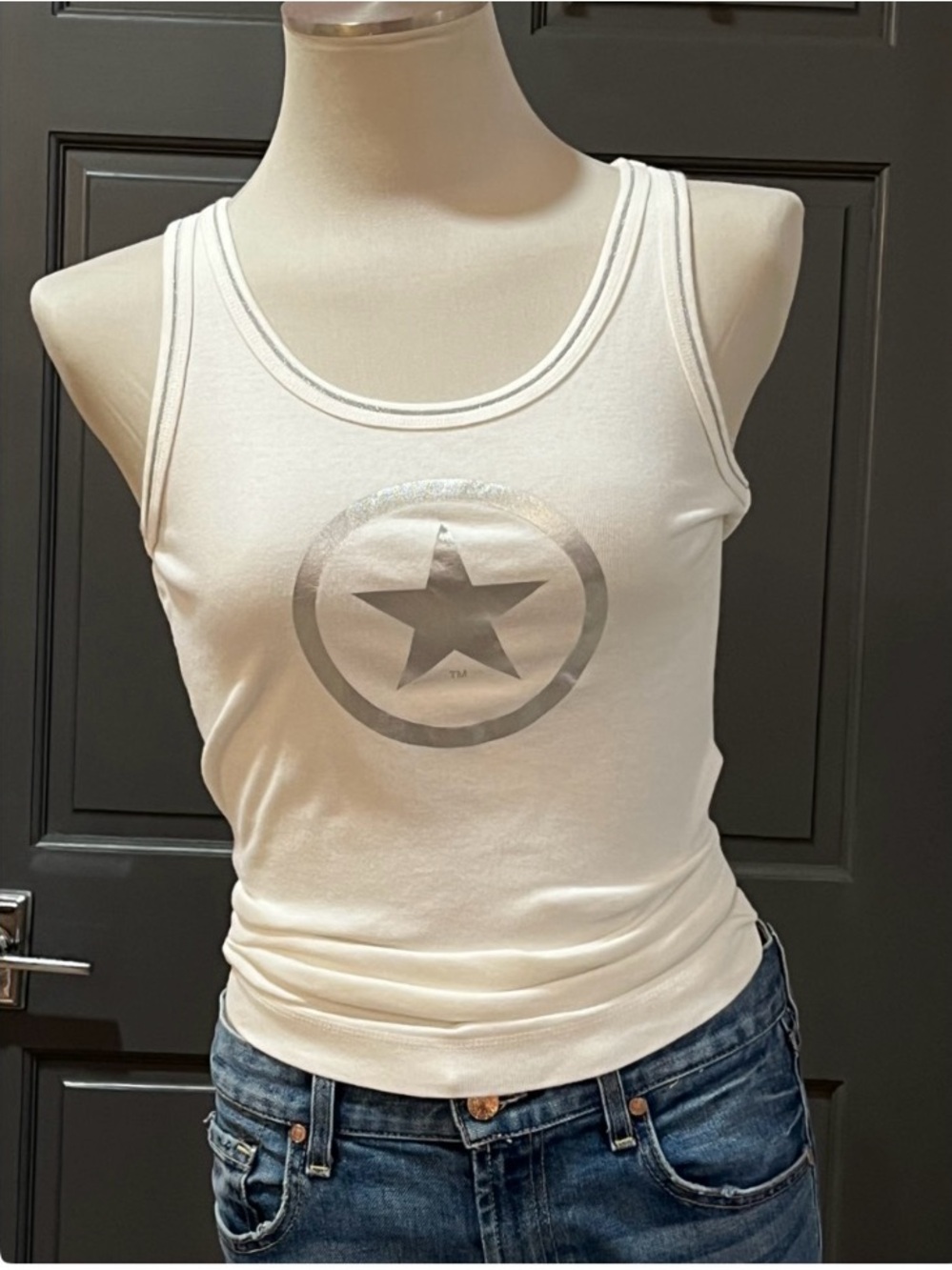 Converse One Star White Tank with Silver Star Emblem
